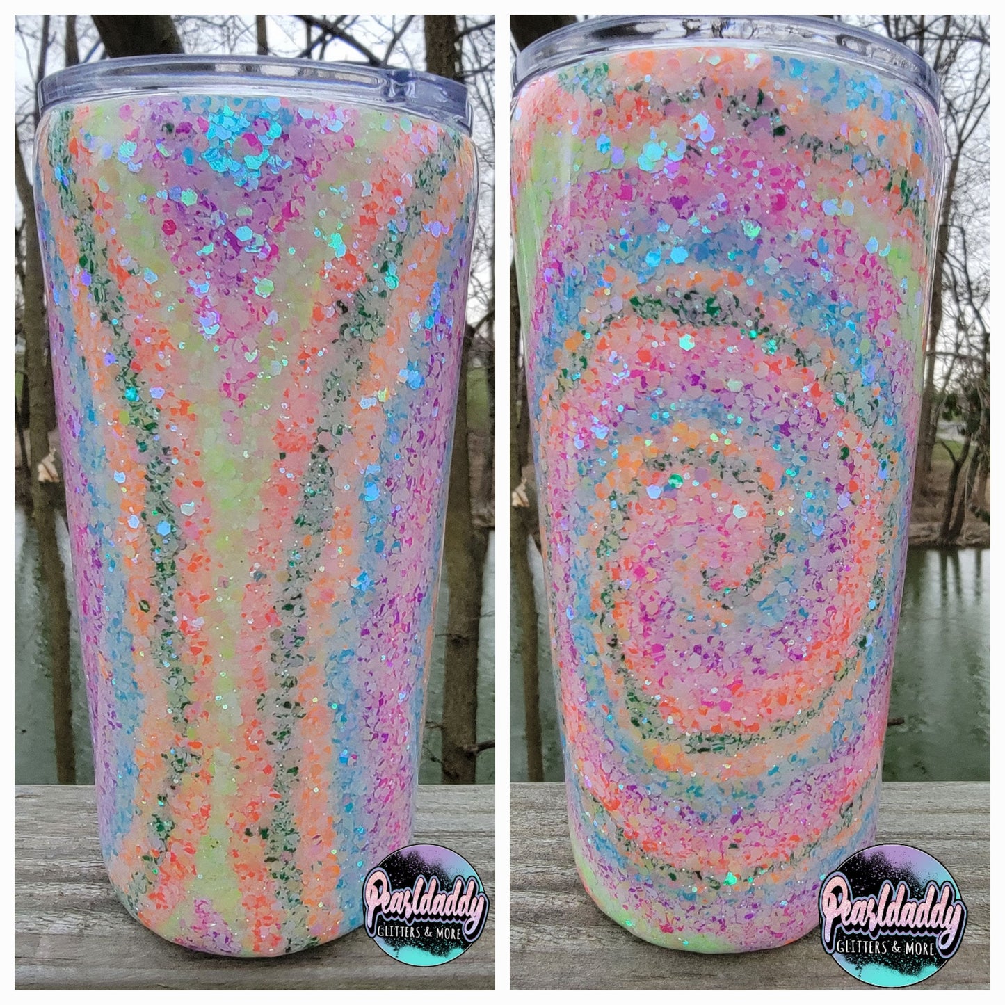 22oz Tie Dye Glittered Tumbler for Hot and Cold Drinks
