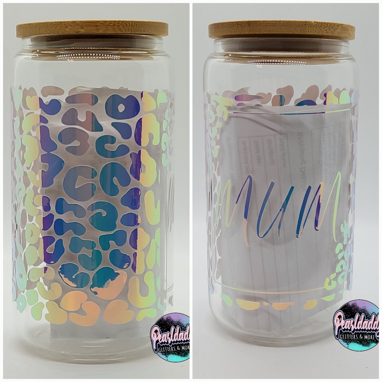 BEER CAN GLASS 16OZ MUM LEOPARD