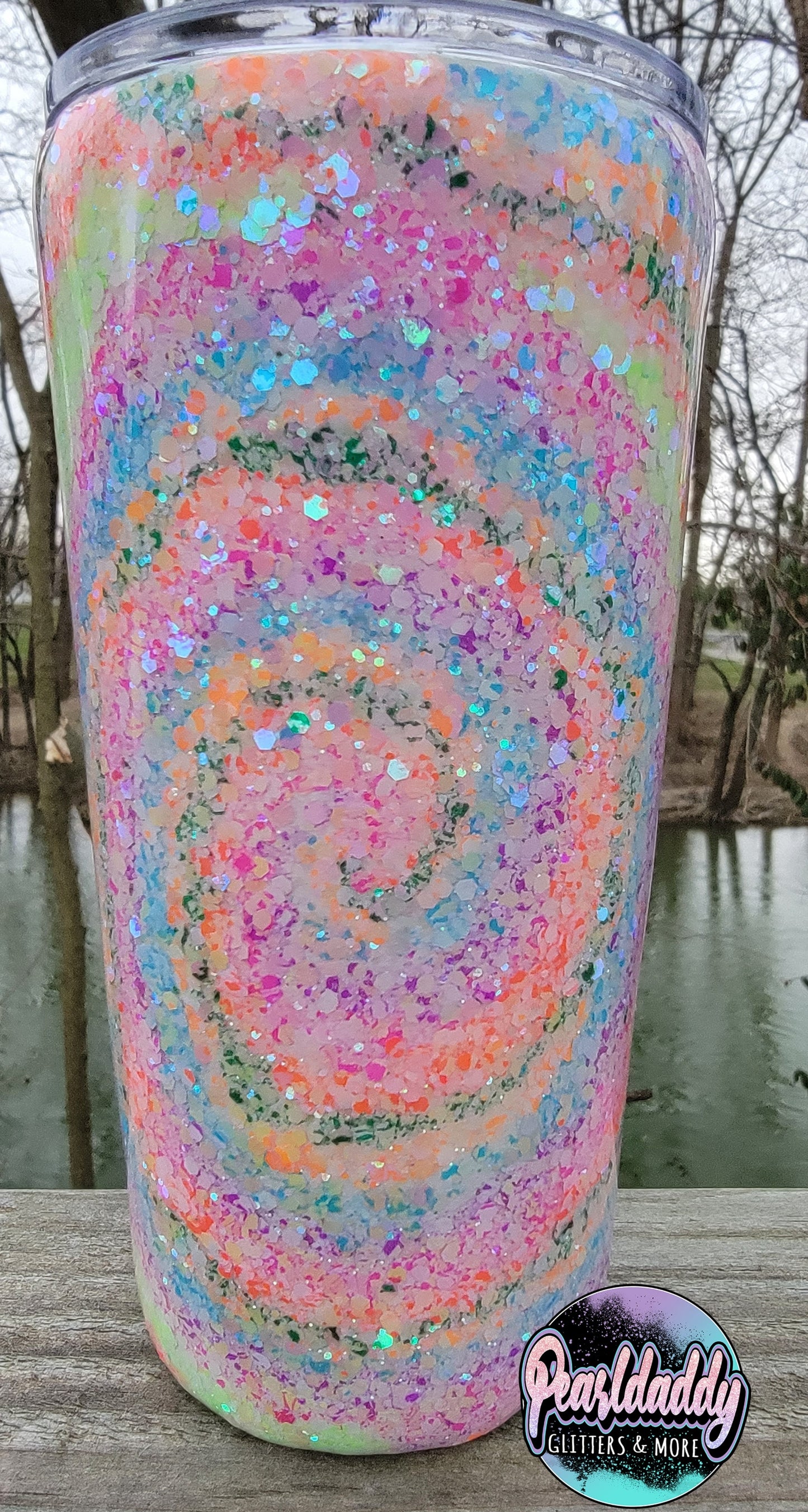 22oz Tie Dye Glittered Tumbler for Hot and Cold Drinks