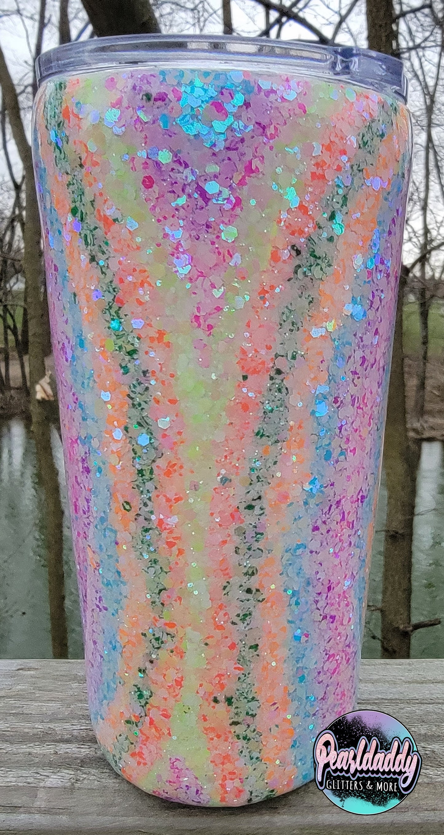 22oz Tie Dye Glittered Tumbler for Hot and Cold Drinks