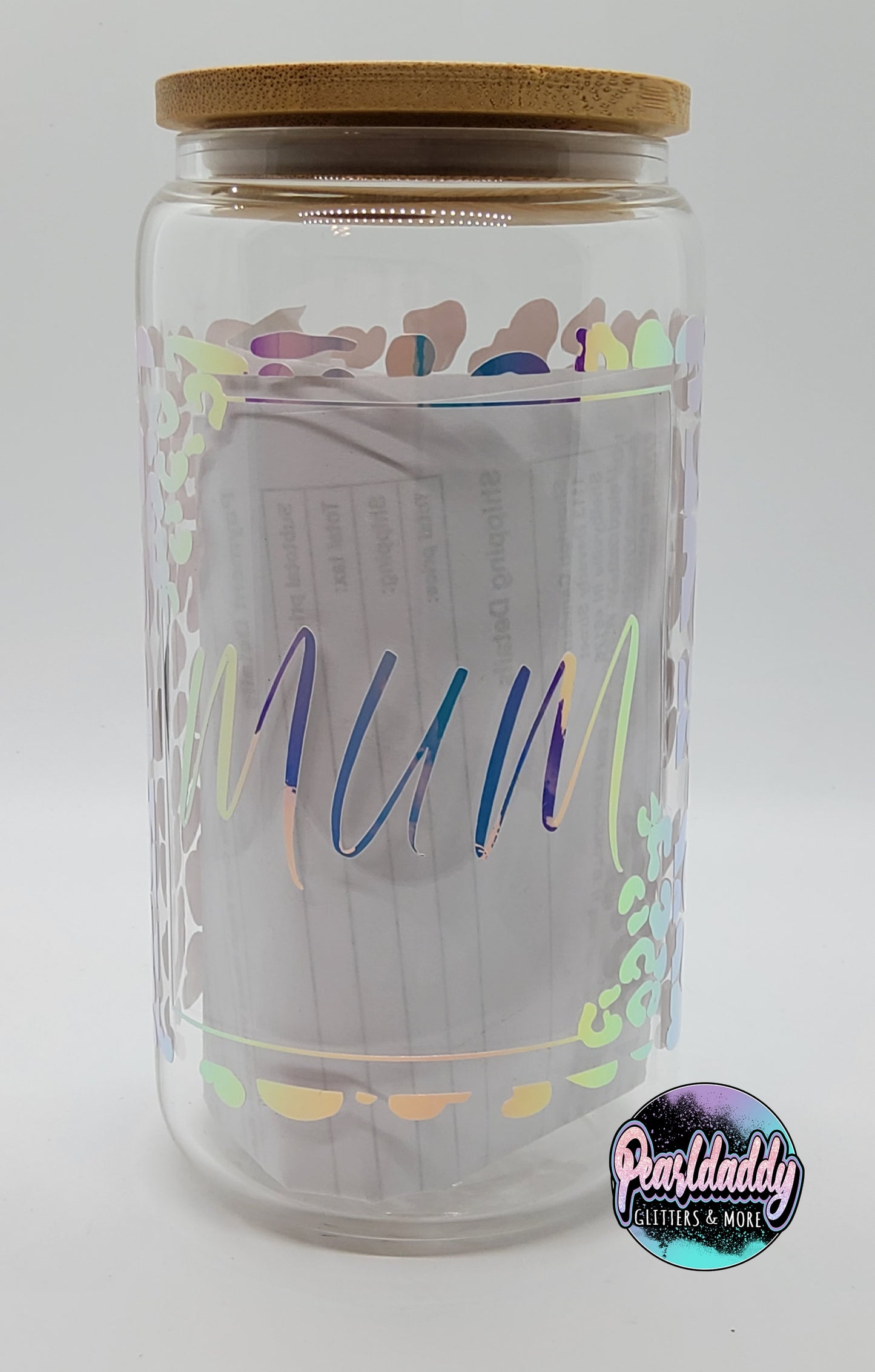 BEER CAN GLASS 16OZ MUM LEOPARD