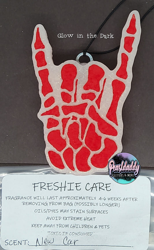 Glow in the Dark Skeleton Hand Rock Freshie(No Glitter!)